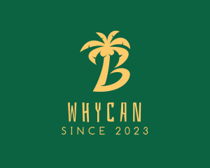 Beach Resort - Coconut Tree Letter B logo design