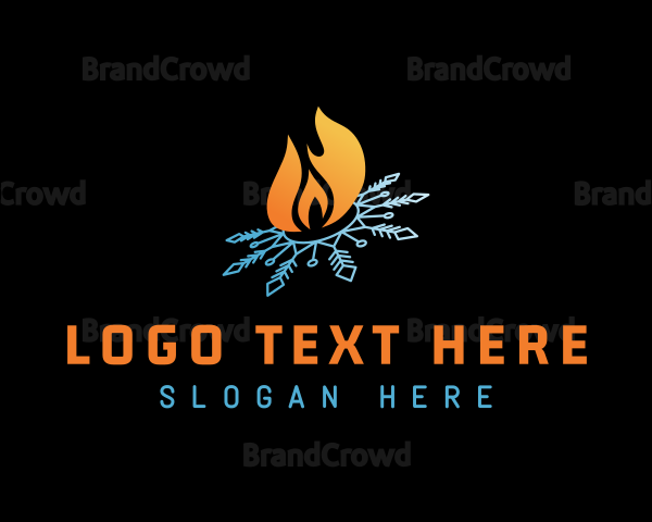 Snowflake Flame Fire Logo