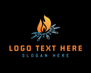 Heat - Snowflake Flame Fire logo design