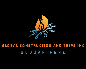 Refrigeration - Snowflake Flame Fire logo design
