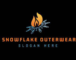 Snowflake Flame Fire logo design