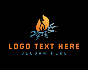 Fire - Snowflake Flame Fire logo design