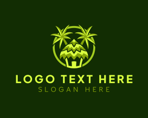 Palm Springs - Tropical Beach Hut logo design