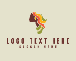 Girl - Africa Map Woman logo design