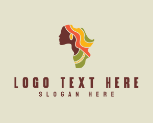 Hair - Africa Map Woman logo design