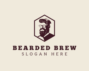 Hipster Man Beard logo design