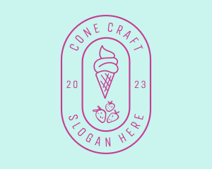 Strawberry Ice Cream logo design