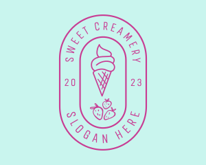 Strawberry Ice Cream logo design