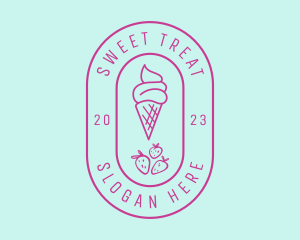 Strawberry Ice Cream logo design