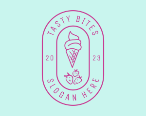 Flavor - Strawberry Ice Cream logo design
