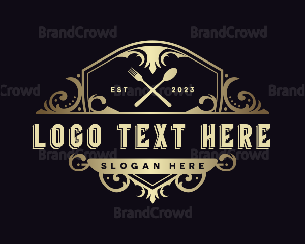 Elegant Restaurant Shield Logo