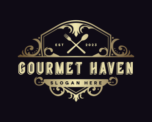 Elegant Restaurant Shield logo design