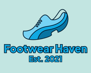 Blue Running Shoe logo design