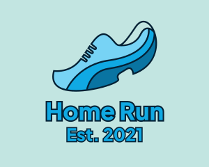 Blue Running Shoe logo design