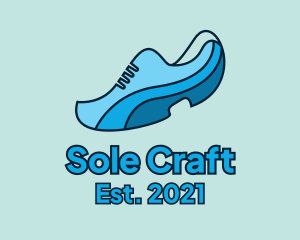 Blue Running Shoe logo design