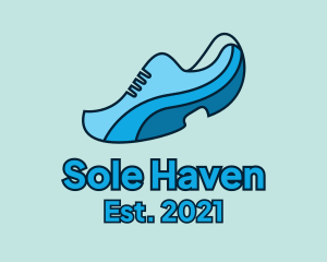Blue Running Shoe logo design