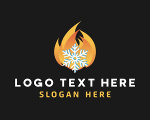 Hot - Fire Snowflake HVAC logo design