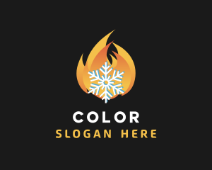 Cold - Fire Snowflake HVAC logo design