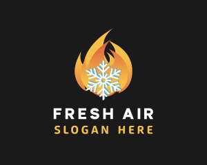 Fire Snowflake HVAC logo design