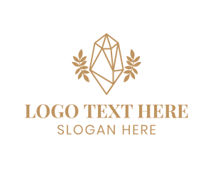 Handdrawn - Gold Crystal Leaf logo design