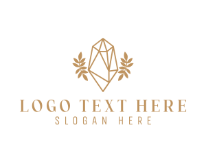 Handdrawn - Crystal Gem Leaf logo design