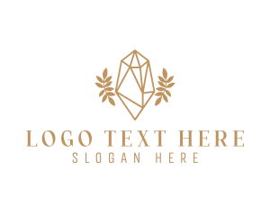 Gem - Crystal Gem Leaf logo design