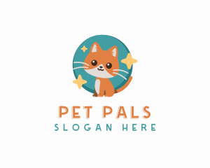 Cute Cat Feline Pet logo design