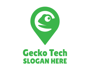 Gecko - Green Pin Chameleon logo design
