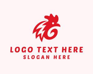 Cock Fight - Red Rooster Letter G logo design