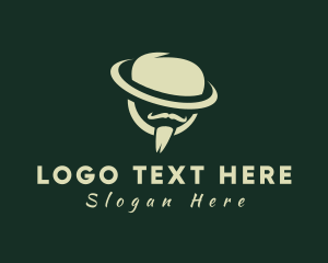 Black Man - Mustache Beard Hat logo design