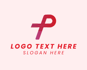 Pixel - Red Tech Letter P logo design
