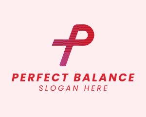 Red Tech Letter P logo design