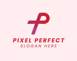 Red Tech Letter P logo design