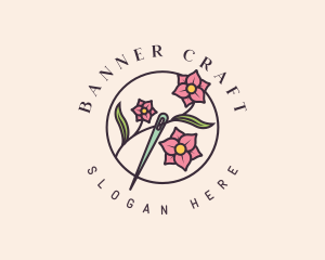 Floral Needle Sewing logo design