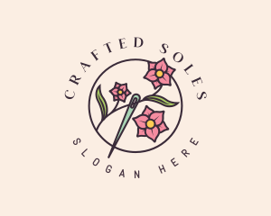 Floral Needle Sewing logo design