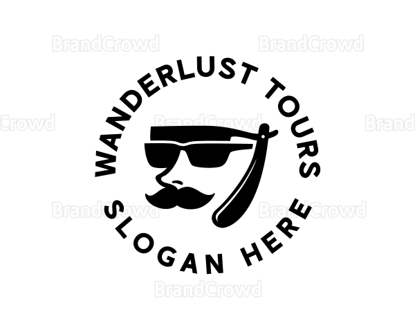 Gentleman Razor Mustache Logo