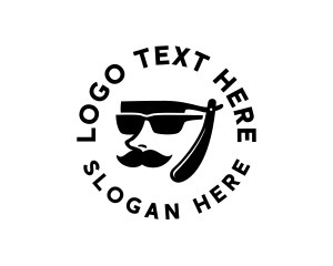 Grooming - Gentleman Razor Mustache logo design