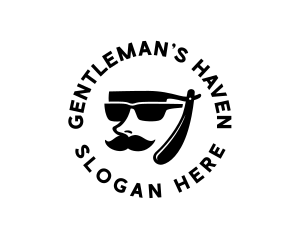 Gentleman Razor Mustache logo design