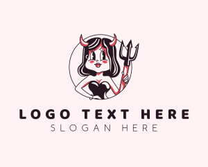 Naughty - Sexy Devil Girl logo design
