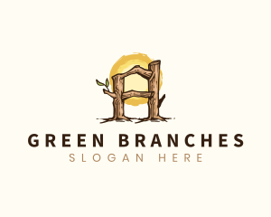 Letter A Tree Branch logo design