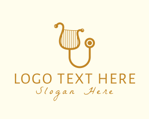 Elegant Harp Stethoscope logo design