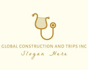 Hospital - Elegant Harp Stethoscope logo design