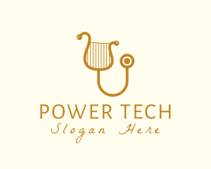 Classical Music - Elegant Harp Stethoscope logo design