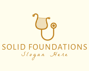 Auscultation - Elegant Harp Stethoscope logo design