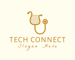 Physical Examination - Elegant Harp Stethoscope logo design