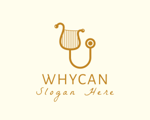 String Instrument - Elegant Harp Stethoscope logo design