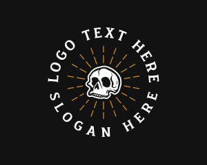 Barbershop - Death Skull Skeleton logo design