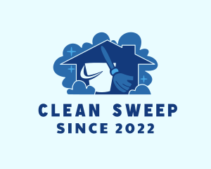 Broom Cleaning Housework logo design