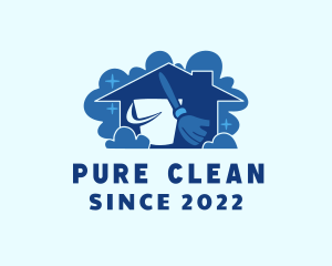 Broom Cleaning Housework logo design