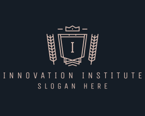 Institute - Wheat Crown Shield Regal logo design